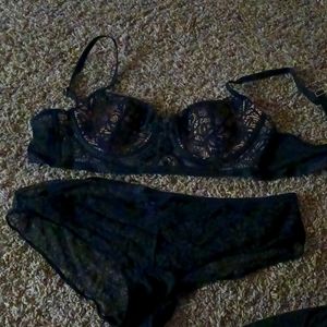 Adore me 36C black lace bra set
